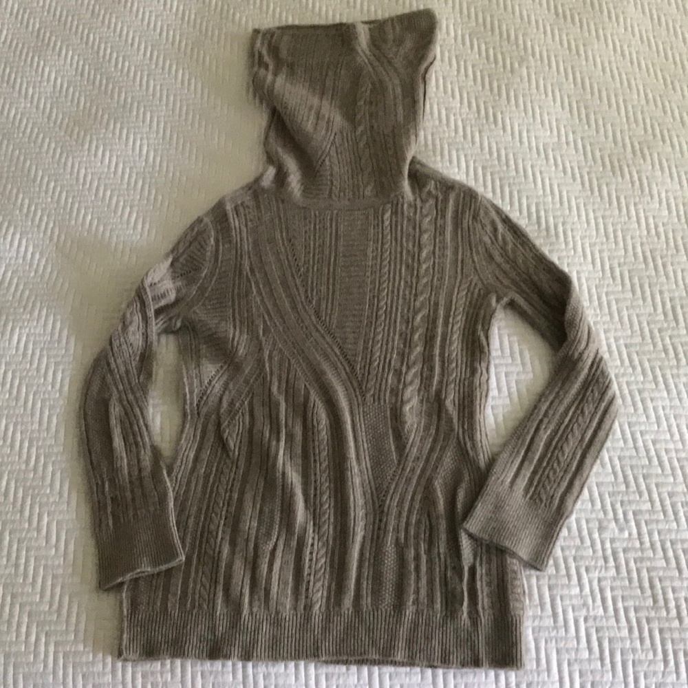 Cashmere Rib Pointelle Cowl Neck